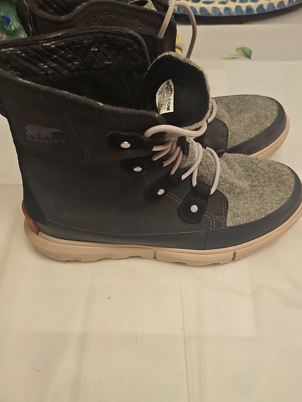 Sorel Explorer II Joan Felt Waterproof Boot Black & Gray US 9